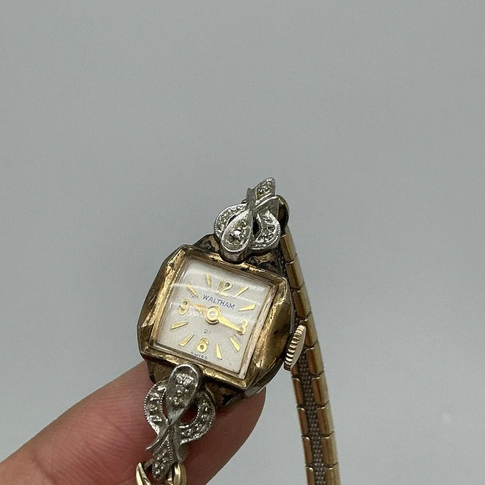 Vintage Waltham Womens Watch 16mm 10K Rolled Gold 21j Stretch Band Manual